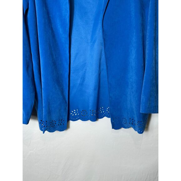 Appleseeds Women's Faux Suede Laser Cut Open Blazer Shoulder Pads, Size 12 - Picture 2 of 5